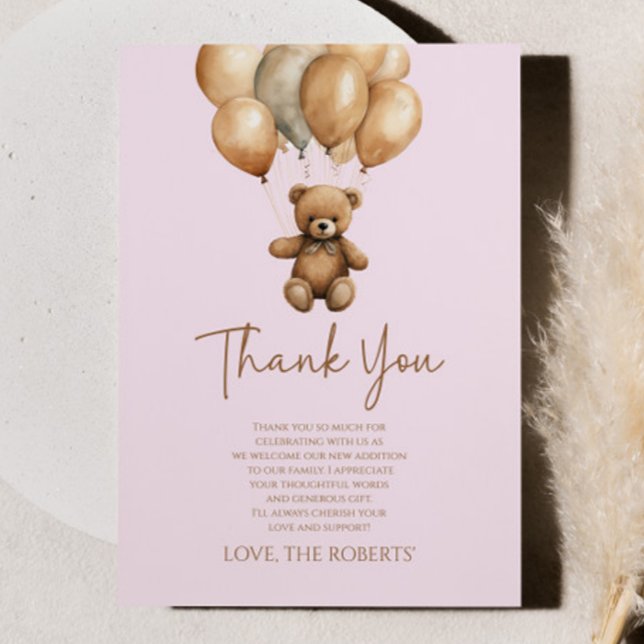Carte De Remerciements On Peut Attendre Le Baby shower De L'Ours Teddy Bo (Créateur téléchargé)