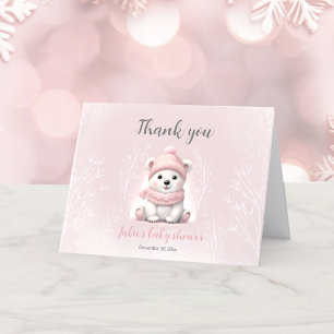 Carte De Remerciements On peut attendre le Baby shower d'ours polaires