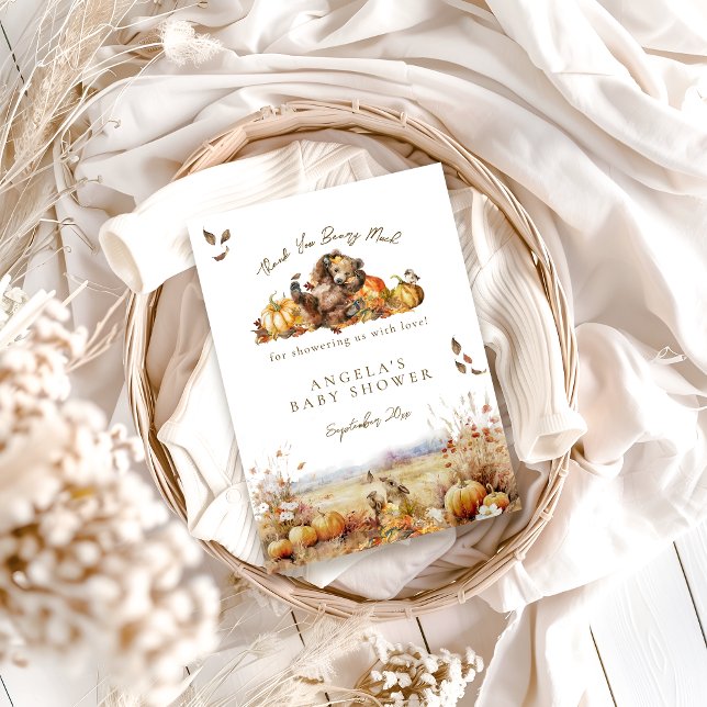 Carte De Remerciements On peut attendre le Baby shower forestier d'automn (Créateur téléchargé)