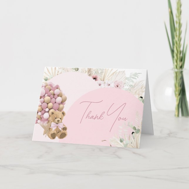 Carte De Remerciements On peut attendre le Baby shower rose (Devant)