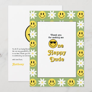 Carte De Remerciements "One Happy Dude" Retro Smile