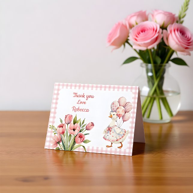 Carte De Remerciements One Silly Goose Girls's First Birthday (Créateur téléchargé)