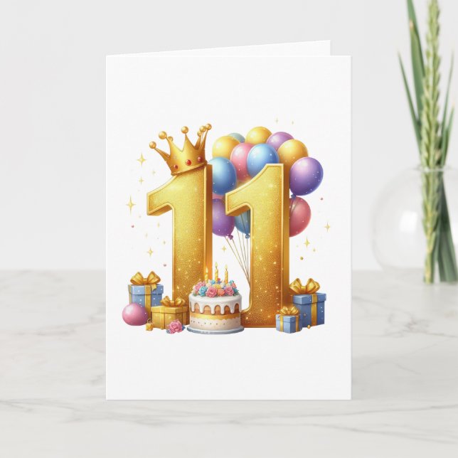 Carte De Remerciements Onzième anniversaire doré (Devant)
