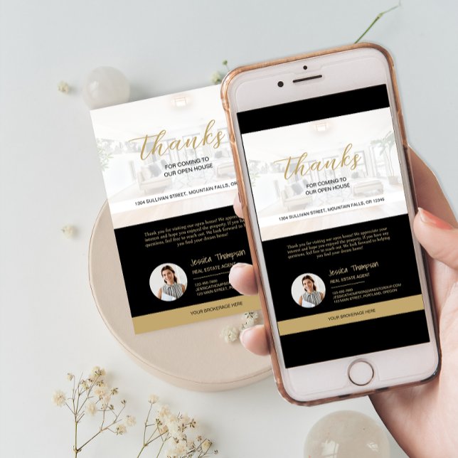 Carte de remerciements Open House de l'immobilier  (Modern Real Estate Open House Thank You Card)