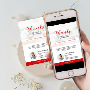 Carte de remerciements Open House de l'immobilier