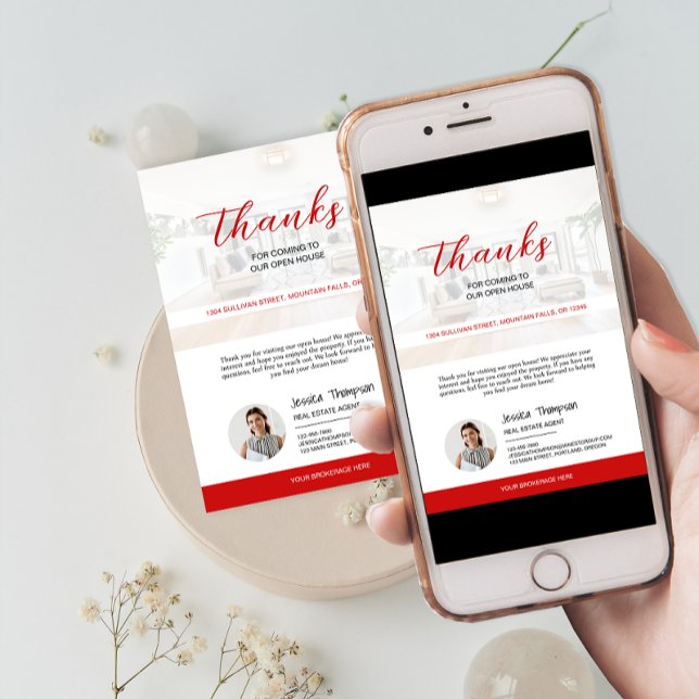 Carte de remerciements Open House de l'immobilier  (Modern Real Estate Open House Thank You Card)