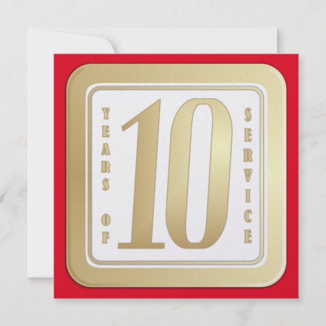 Carte De Remerciements OR de FAUX récompense de service des employés de (Devant)