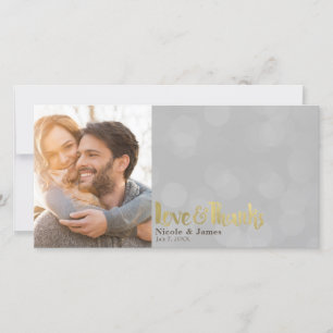Carte De Remerciements Or doré Photo de mariage Amour & Remerciements Mer