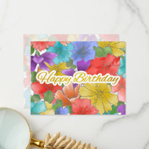 Carte De Remerciements Or Férié Floral Joyeux Anniversaire