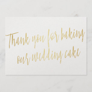 Carte De Remerciements Or "Merci pour la cuisson de notre gâteau mariage"