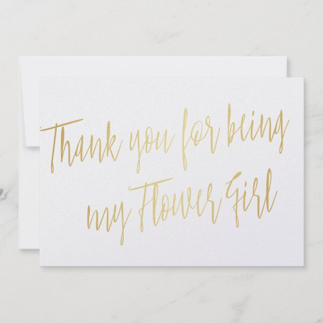 Carte De Remerciements Or moderne "Merci d'être ma fille de fleurs" (Devant)