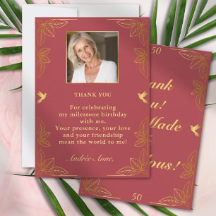Carte De Remerciements Or Moderne Rouge Or 50 Anniversaire Fabuleux
