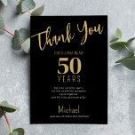 Carte De Remerciements Or noir étape de typographie moderne anniversaire<br><div class="desc">Modèle de carte de remerciement d'anniversaire simple moderne et gras pour tout âge avec votre texte personnalisé et signature.</div>