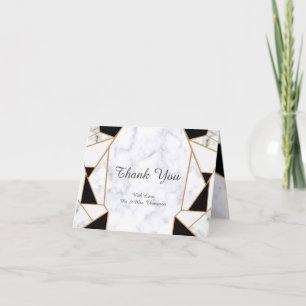 Carte De Remerciements Or noir moderne Abstrait sur le Marbre blanc