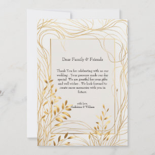 Carte De Remerciements Or romantique et Mariage d'eucalyptus