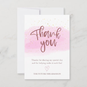 Carte de remerciements or rose pour Fête des marié