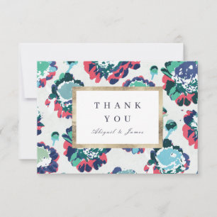 Carte De Remerciements Or vert classique moderne abstrait floral