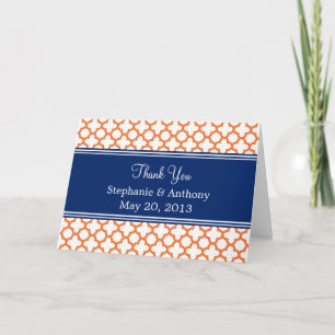 Carte De Remerciements Orange, Bleu Royal Quatrefeuille Remerciements de