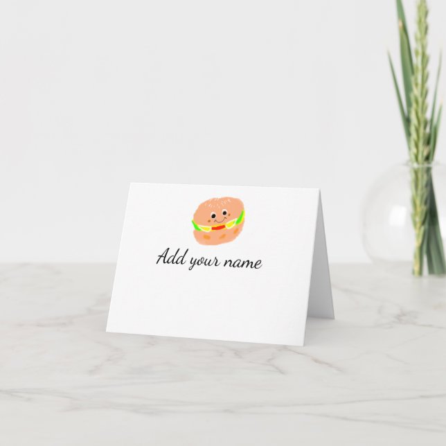 Carte De Remerciements Orange burger aquarelle ajouter nom texte aliments (Devant)