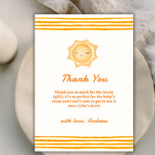 Carte De Remerciements Orange Cute Voici Le Baby shower Fils