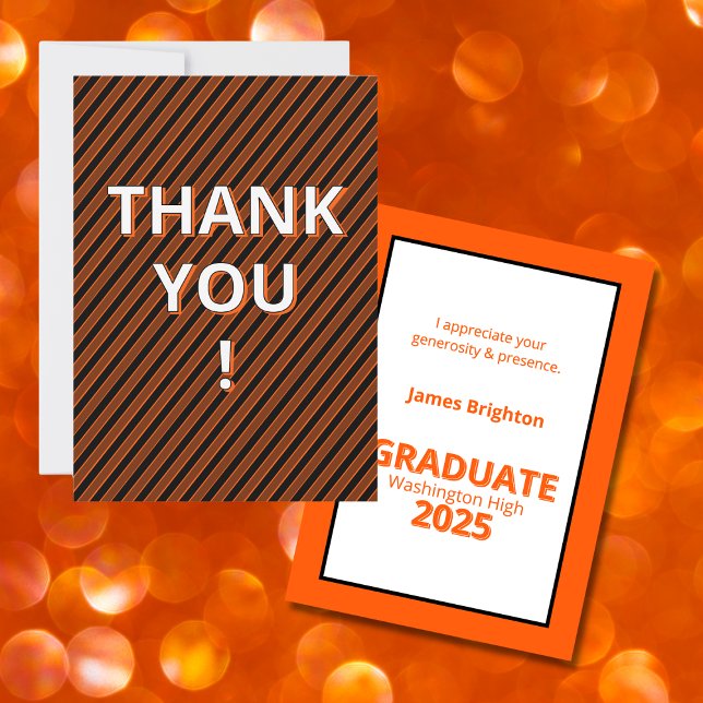 Carte De Remerciements Orange Graduation (Créateur téléchargé)