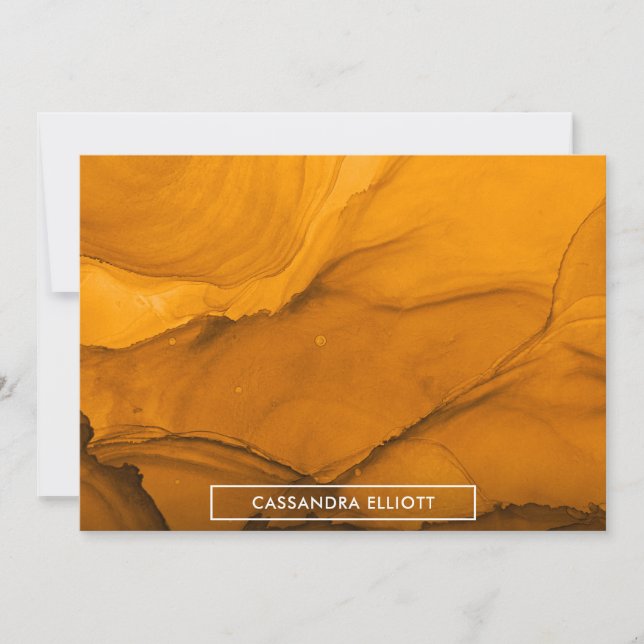 Carte De Remerciements Orange Gras Encre d'alcool Liquide Art Abstrait (Devant)