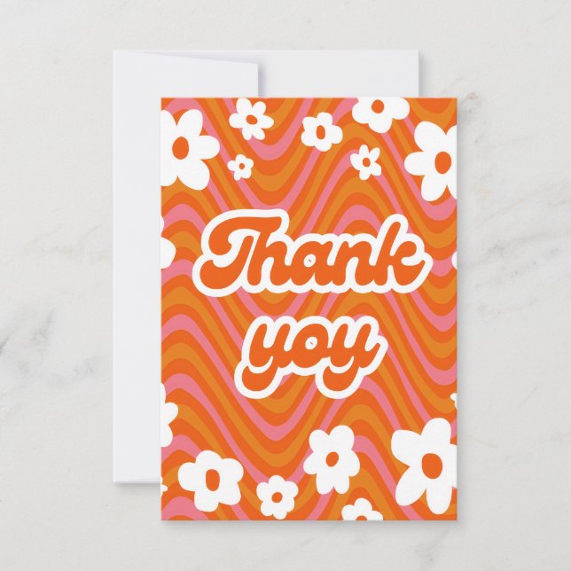 Carte De Remerciements Orange groovy thank you card (Devant)