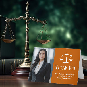 Carte De Remerciements Orange Law School Graduation Photo Custom Lawyer