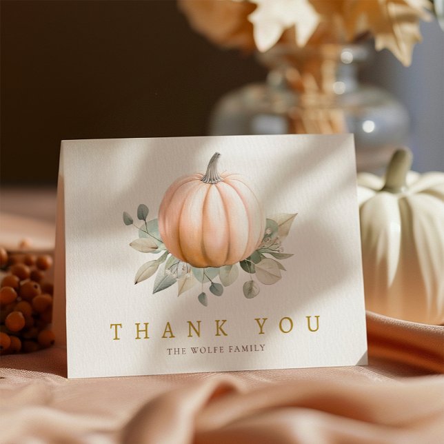 Carte De Remerciements Orange Pumpkin Fall Baby Shower Thank You Card (Thank you Card - Blank inside)
