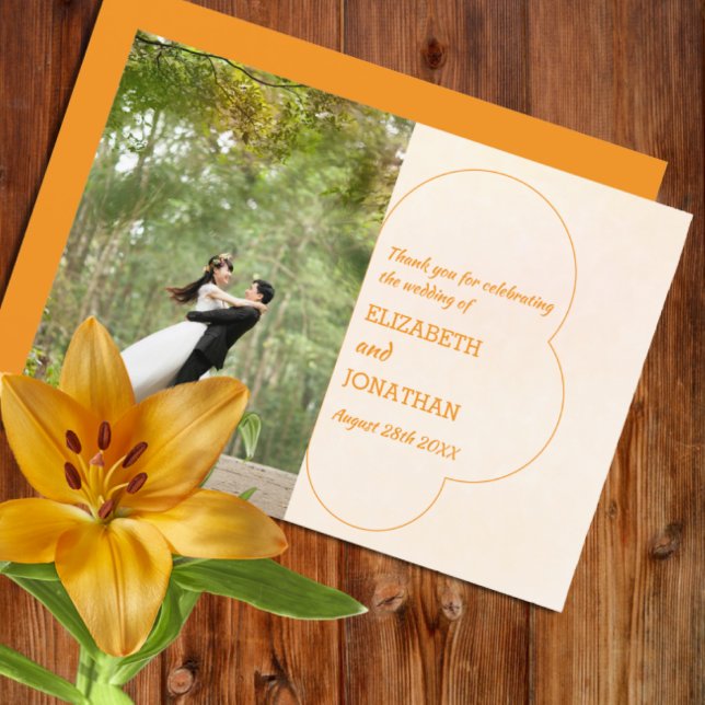 Carte De Remerciements Orange Sunset Wedding (Créateur téléchargé)