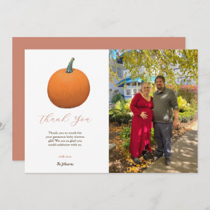 Carte De Remerciements Orange Teracotta Automne Citrouille Baby shower Ph