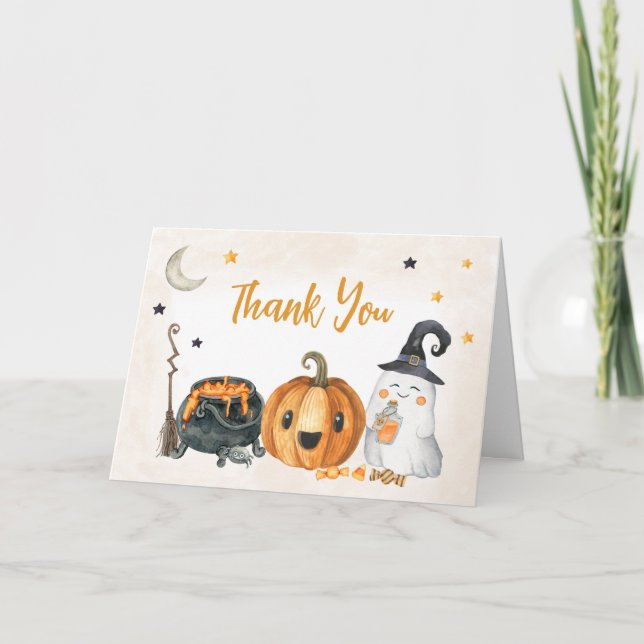 Carte De Remerciements Orange Un Petit Baby shower Boo (Devant)