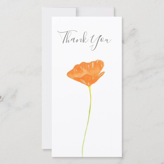 Carte De Remerciements Orange Watercolor California Poppy (Devant)
