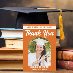 Carte De Remerciements Orange White Graduate Photo Arch 2025 Graduation