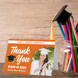 Carte De Remerciements Orange White Graduate Photo Arch Graduate