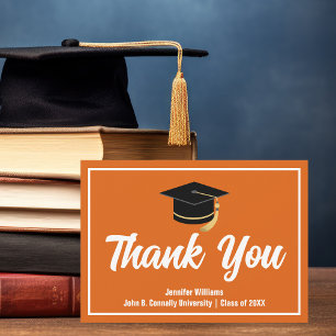Carte De Remerciements Orange White Graduation Personnalisée 2025 Graduat