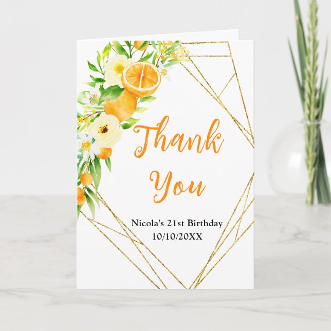 Carte De Remerciements Oranges Citrus Anniversaire (Devant)
