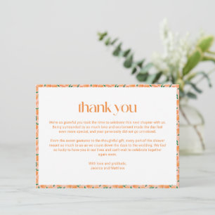 Carte De Remerciements Oranges d'été Fruit Rose Fête de Mariage Personnal