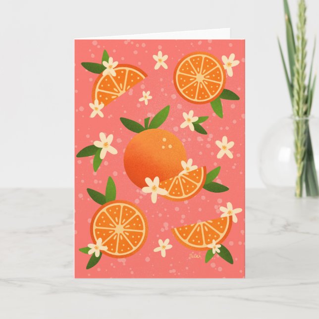 Carte De Remerciements Oranges et fleurs d'oranges (Devant)