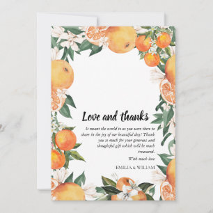 Carte De Remerciements Oranges romantiques Citrus Photo Mariage