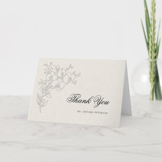 Carte De Remerciements Orchid Elevated Ecru Classic Folded Wedding (Devant)
