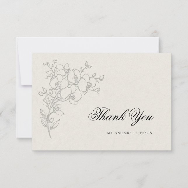 Carte De Remerciements Orchid Elevated Ecru Formal Traditional Wedding (Devant)