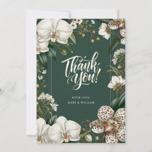 Carte De Remerciements Orchidée Blanche Élégante Personnalisée