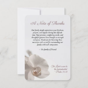 Carte De Remerciements Orchidée blanche minimaliste mémorielle