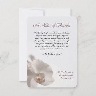 Carte De Remerciements Orchidée blanche minimaliste mémorielle