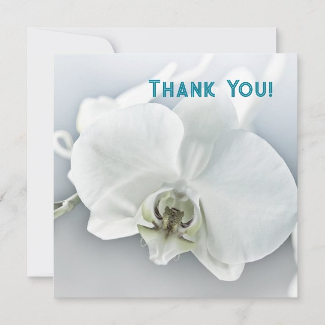 Carte De Remerciements Orchidée blanche personnalisée Fleurs de remerciem (Devant)