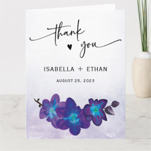 Carte De Remerciements Orchidée Bleue Violette Élégante Remerciements de