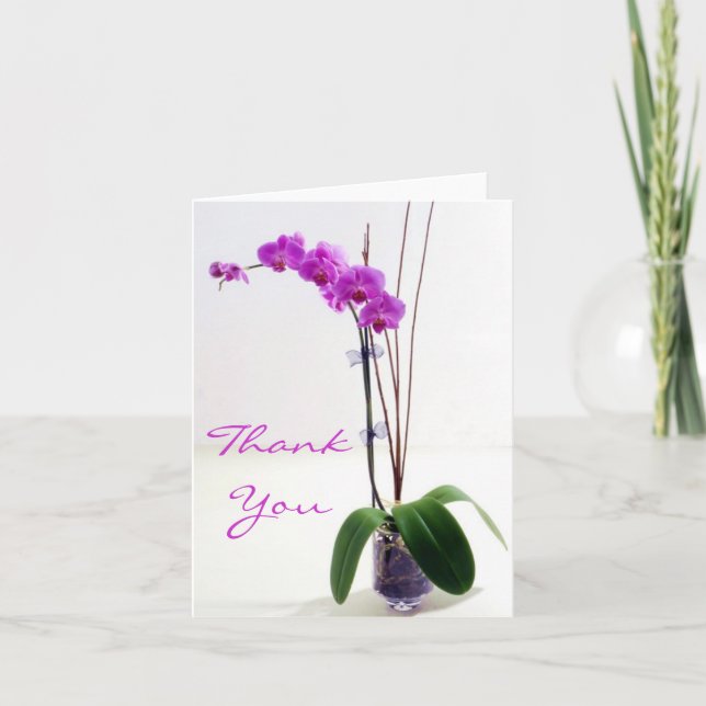Carte De Remerciements Orchidée Florale Rose Violet (Devant)
