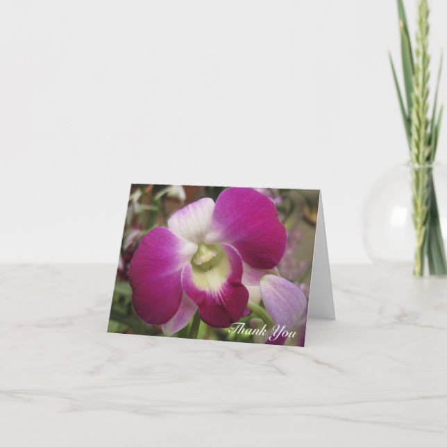 Carte de remerciements orchidée pourpre Dendrobium (Devant)