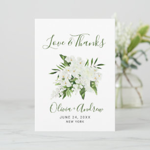 Carte De Remerciements Orchidées blanches élégantes Fleurs de mariage boh